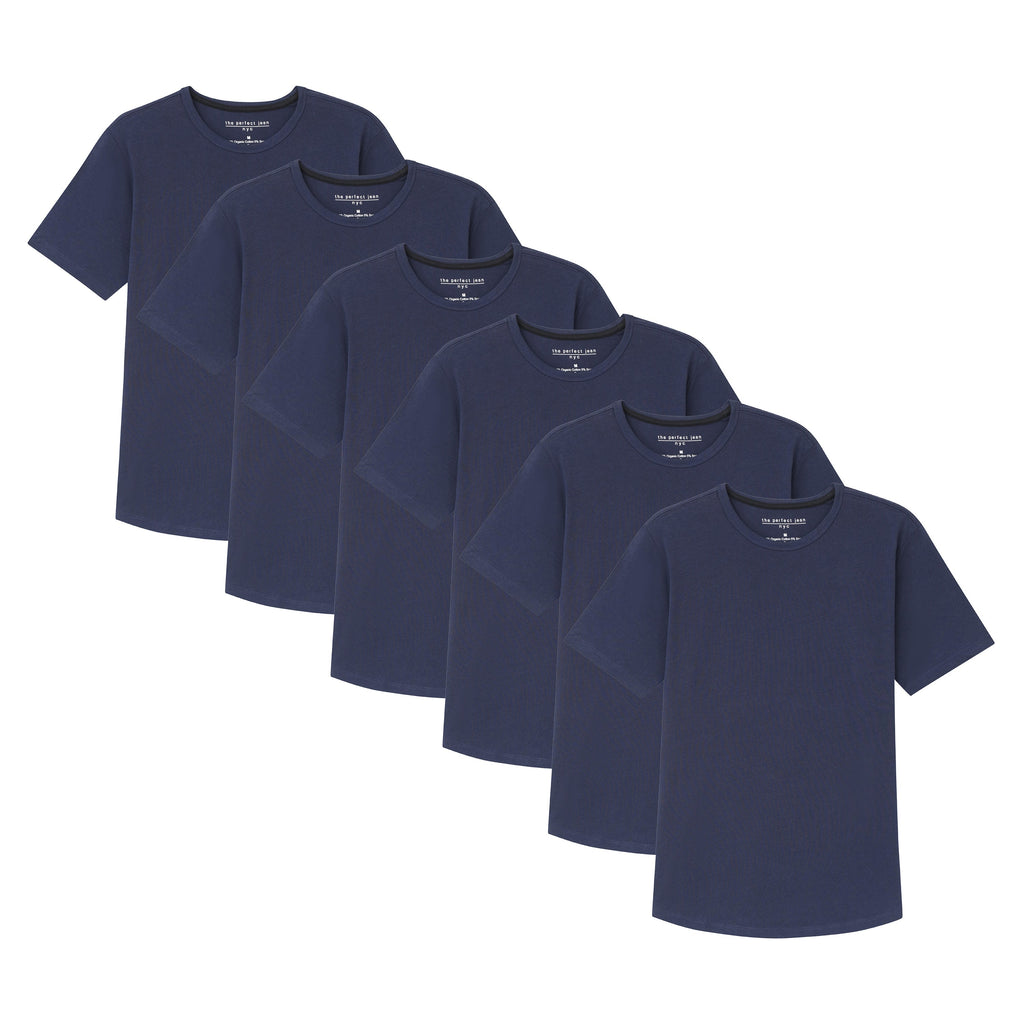 Organic Crew Neck T-Shirt 6 Pack (Slim Fit) / Navy