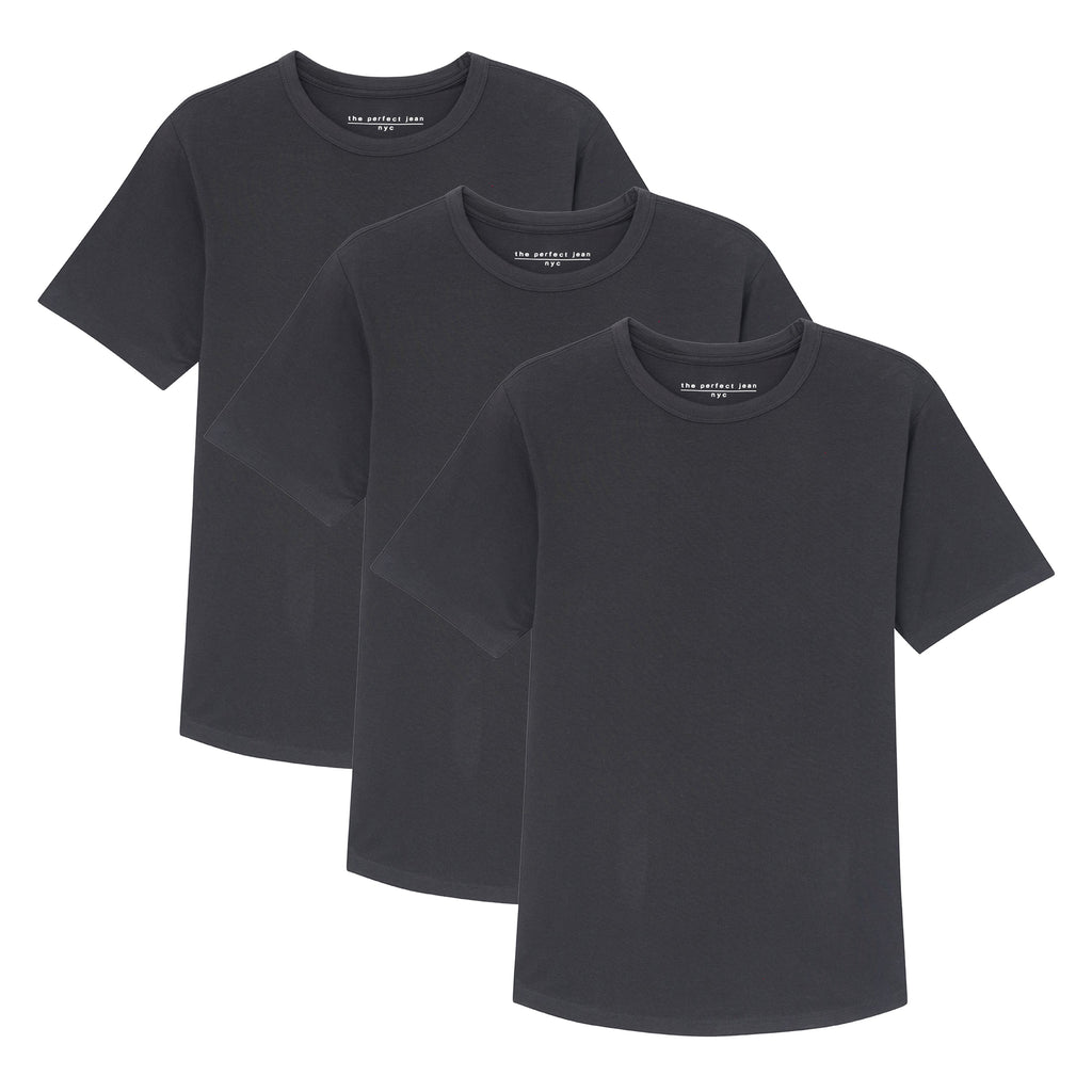 Organic Crew Neck T-Shirt 3 Pack (Slim Fit) / Black