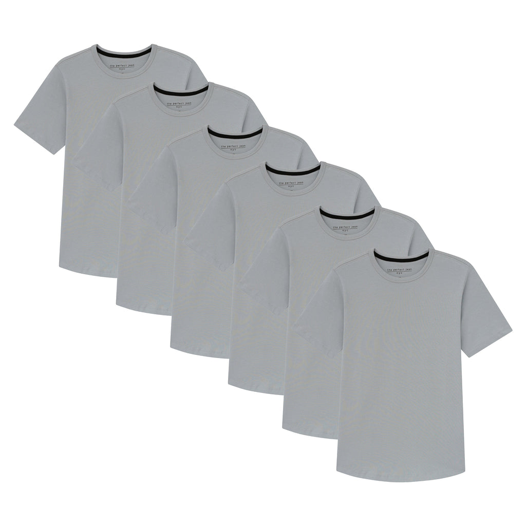Organic Crew Neck T-Shirt 6 Pack (Slim Fit) / Light Grey