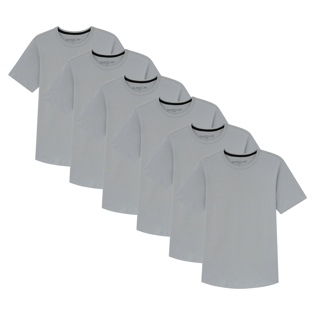 Organic Crew Neck T-Shirt 6 Pack (Slim Fit) / Light Grey