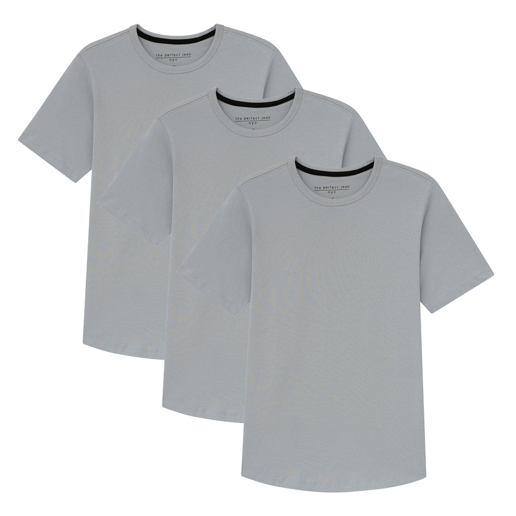 Organic Crew Neck T-Shirt 3 Pack (Slim Fit) / Light Grey