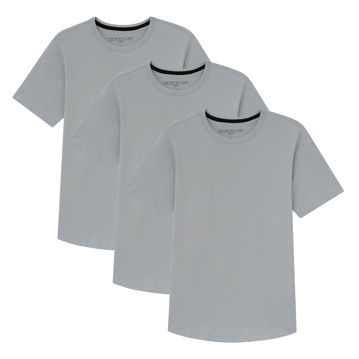 Organic Crew Neck T-Shirt 3 Pack (Slim Fit) / Light Grey