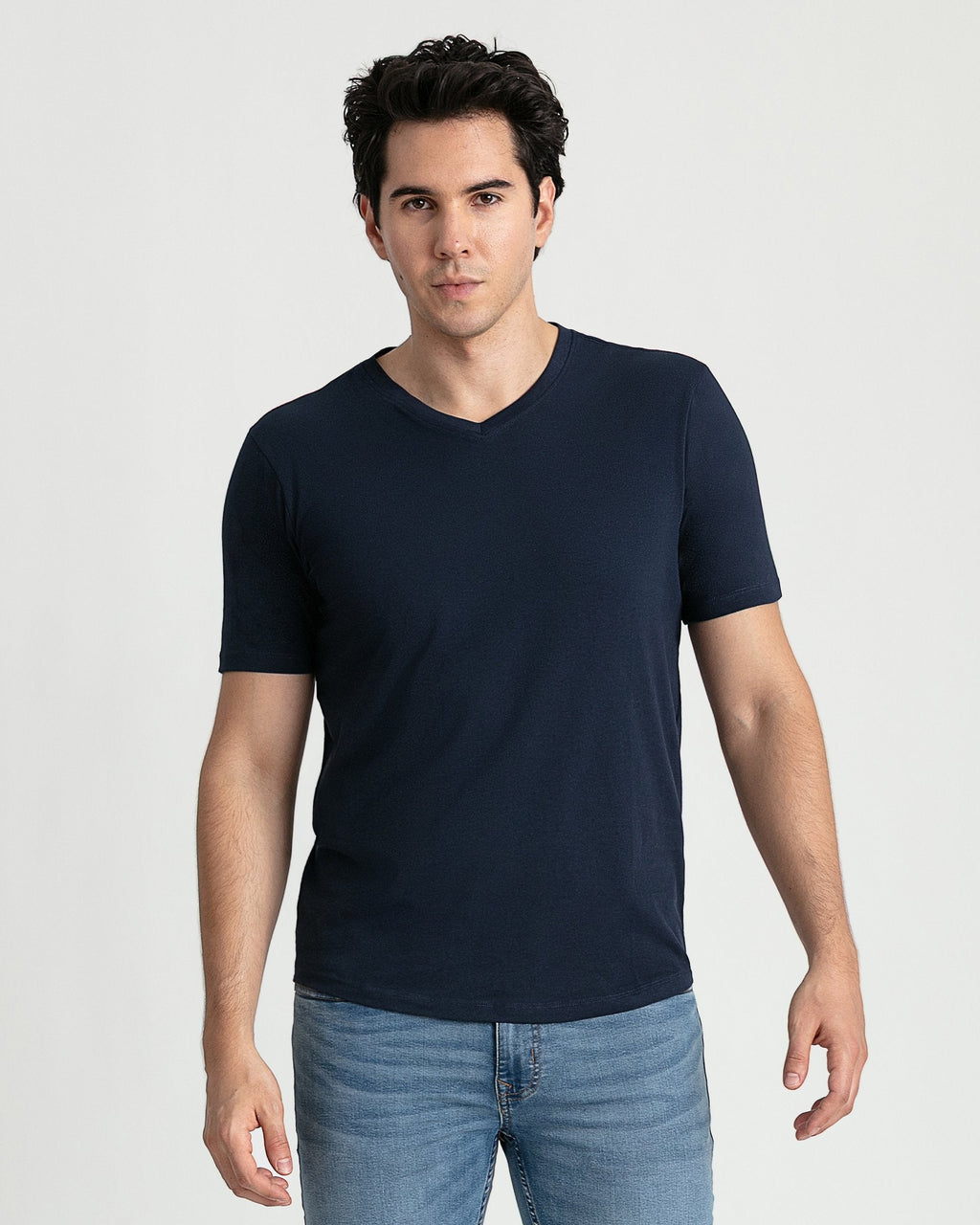 Organic V-Neck T-Shirt (Slim Fit) / Navy