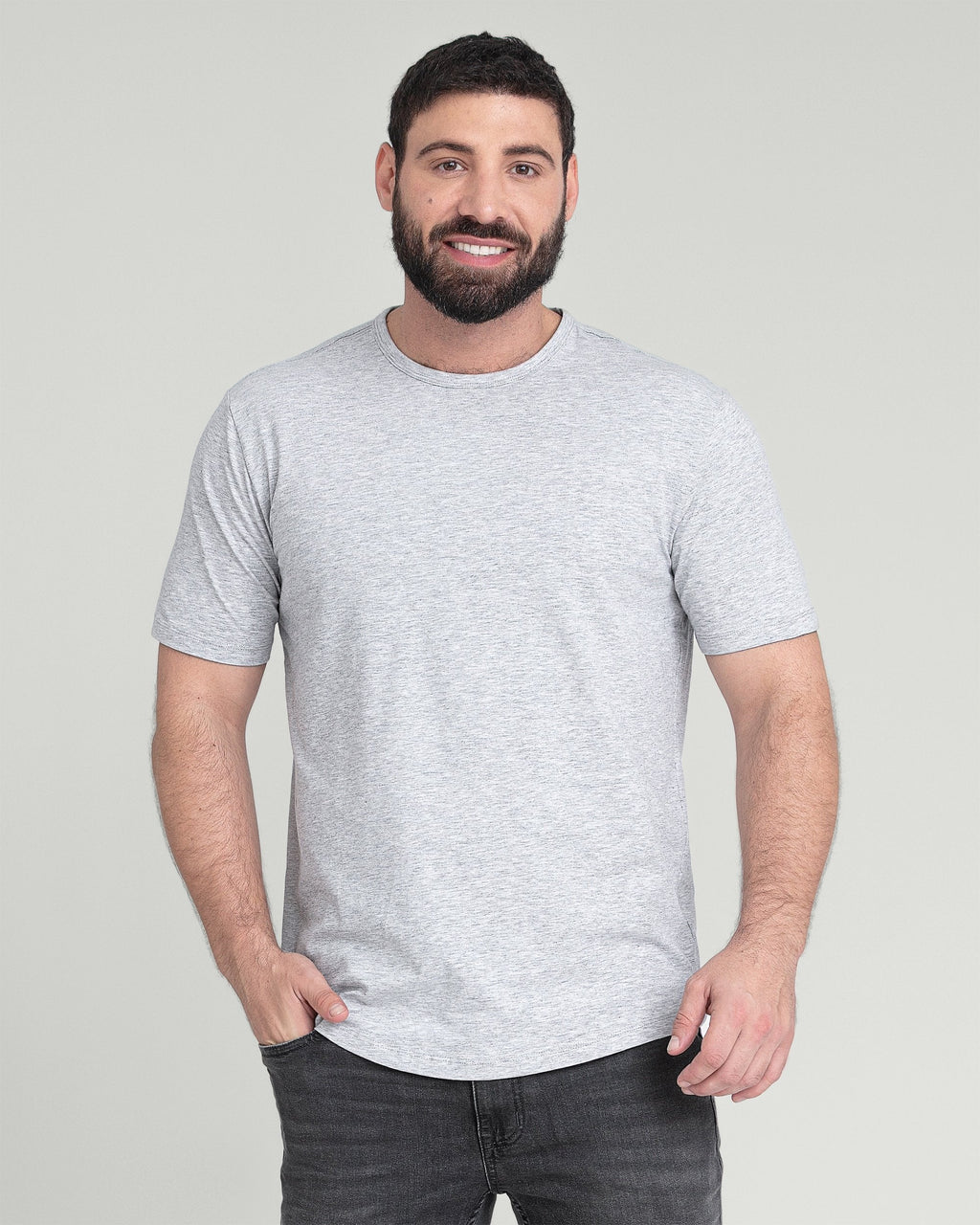 Organic Crew Neck T-Shirt 3 Pack (Slim Fit) / Heather Grey