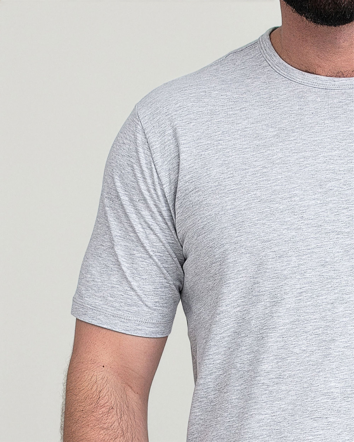 Organic Crew Neck T-Shirt 3 Pack (Slim Fit) / Heather Grey