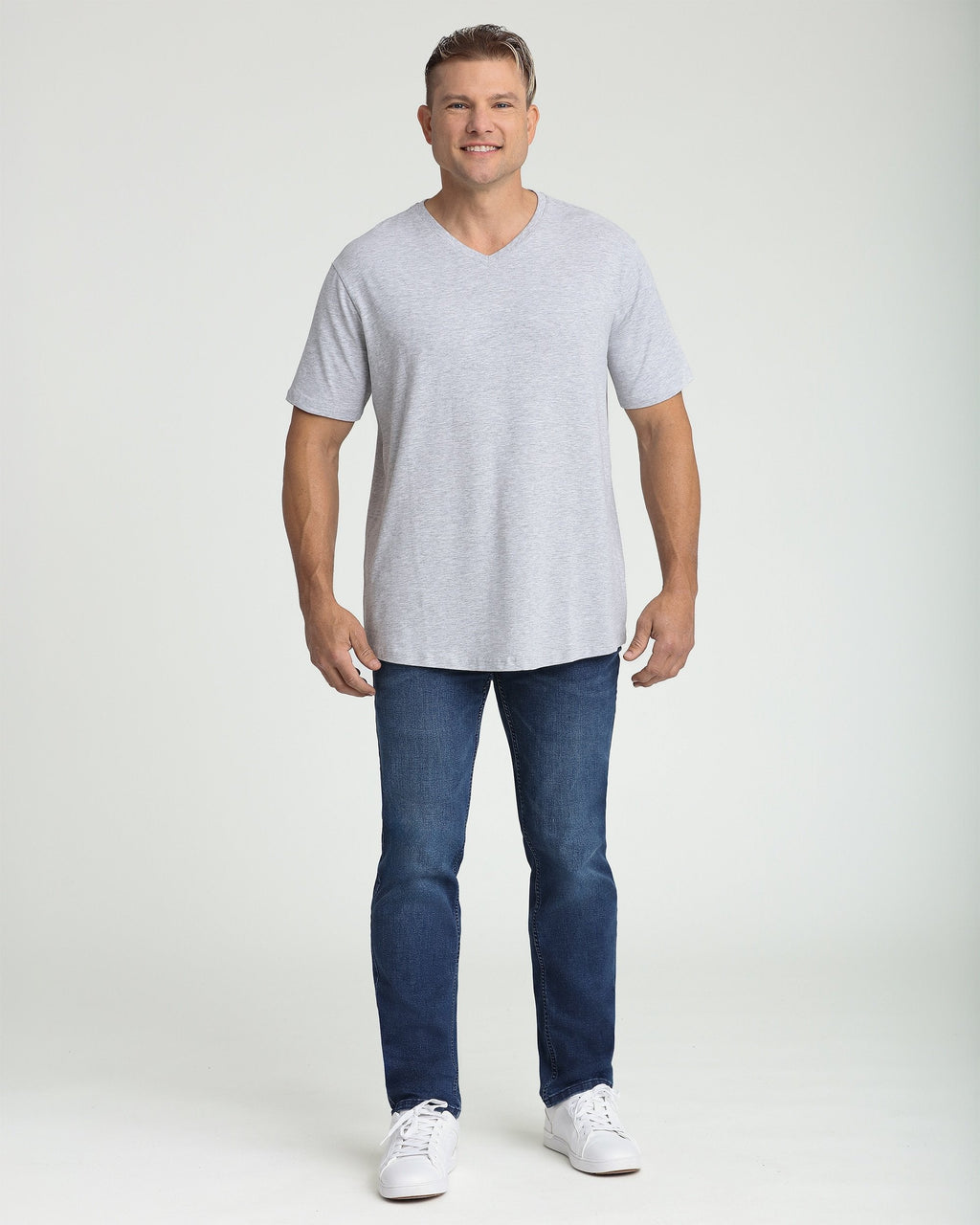 Organic V-Neck T-Shirt (Slim Fit) / Heather Grey