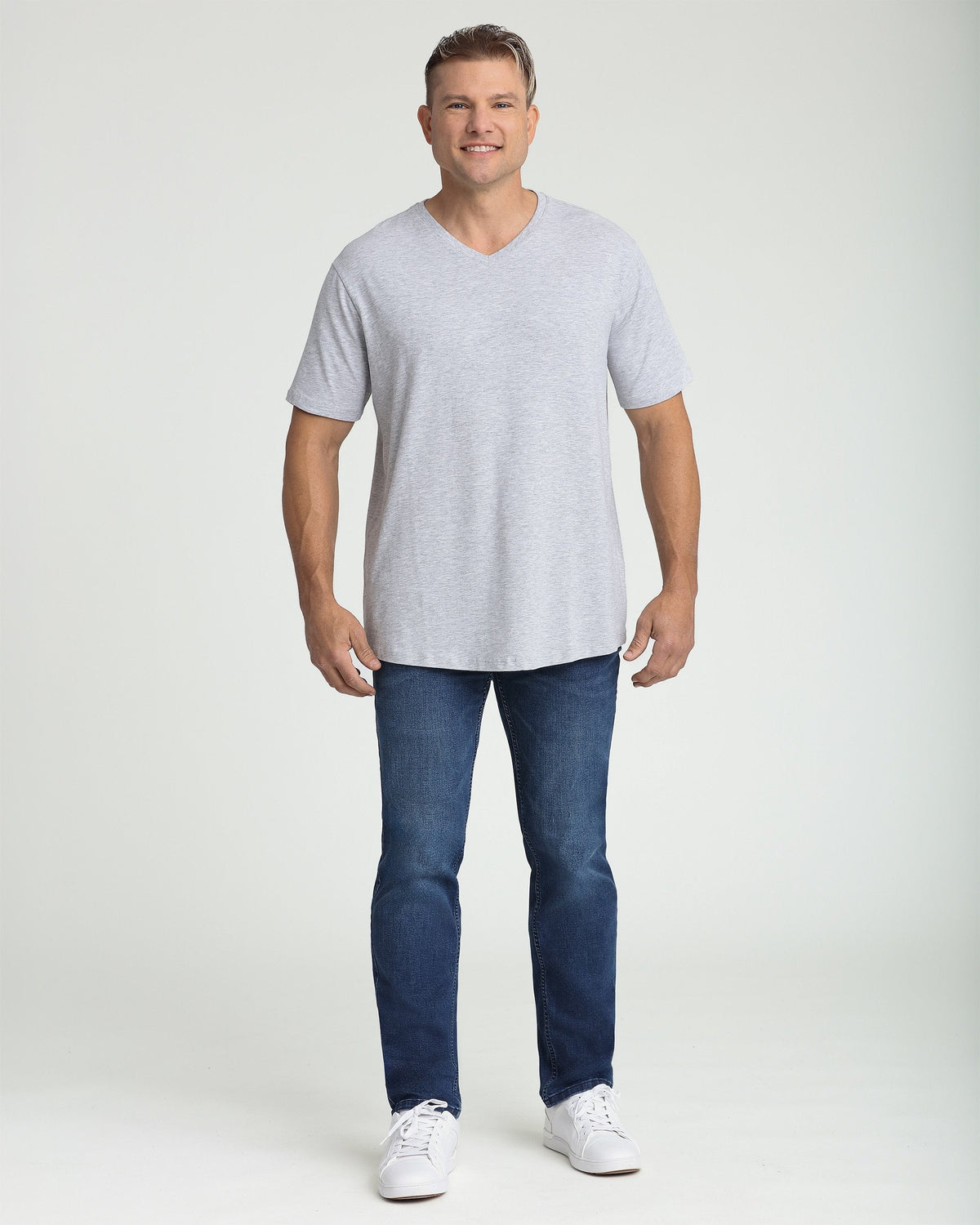 Organic V-Neck T-Shirt (Slim Fit) / Heather Grey