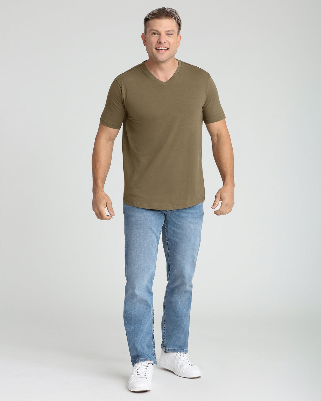 Organic V-Neck T-Shirt (Slim Fit) / Military Olive