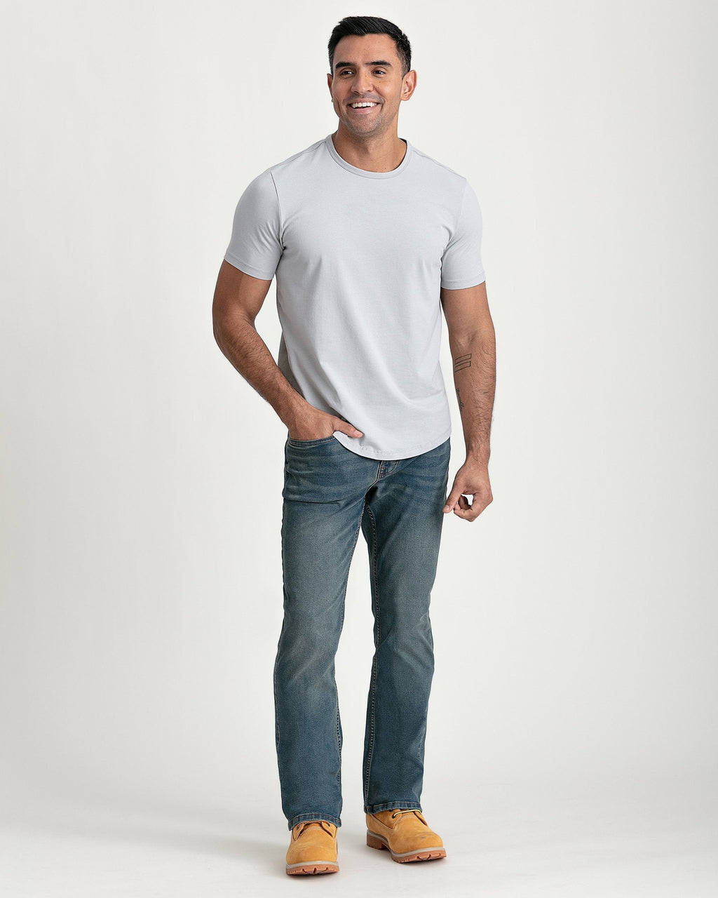 Organic Crew Neck T-Shirt (Slim Fit) / Light Grey