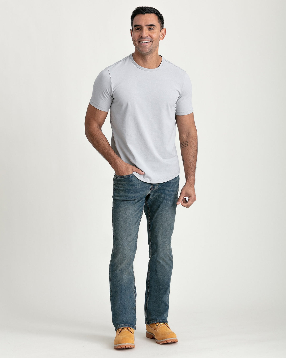 Organic Crew Neck T-Shirt 6 Pack (Slim Fit) / Light Grey