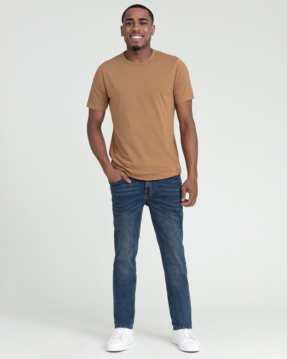 Organic Crew Neck T-Shirt 3 Pack (Slim Fit) / Tobacco