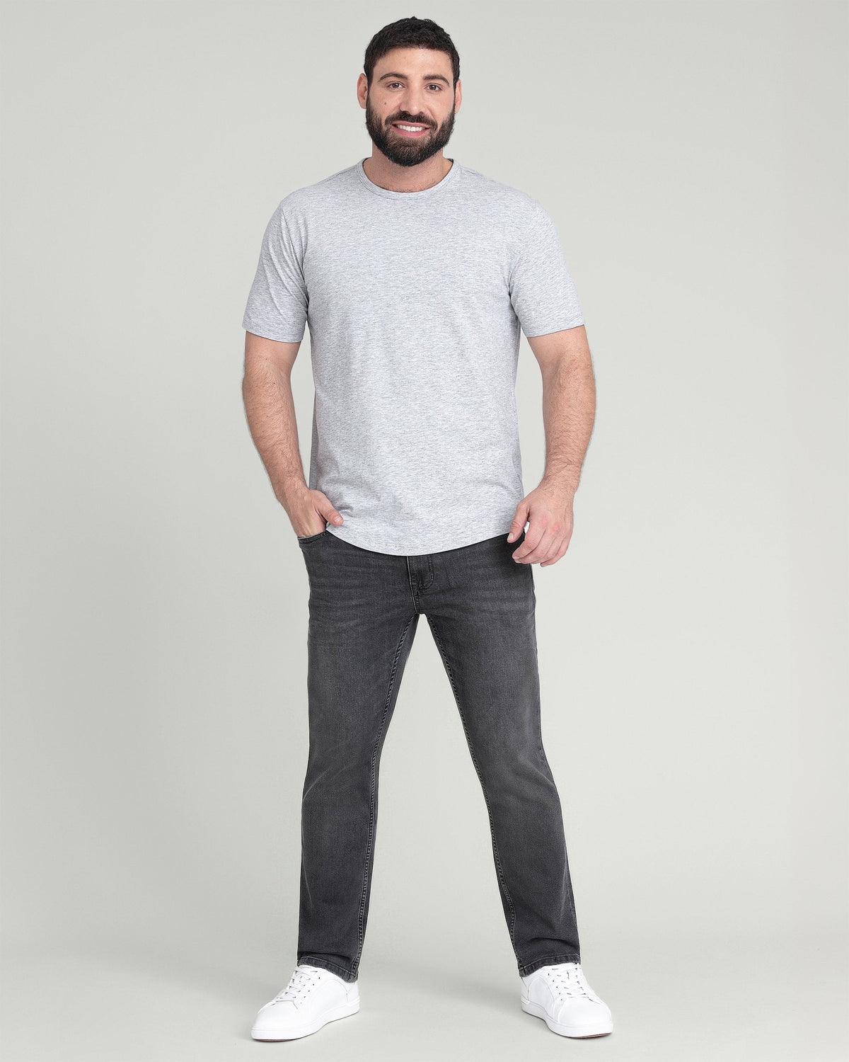 Organic Crew Neck T-Shirt 6 Pack (Slim Fit) / Heather Grey