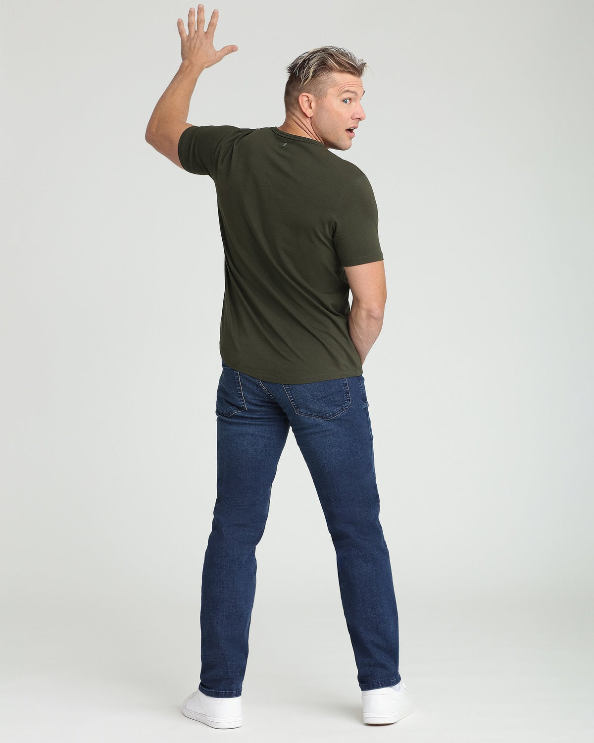 Organic Crew Neck T-Shirt 3 Pack (Slim Fit) / Olive