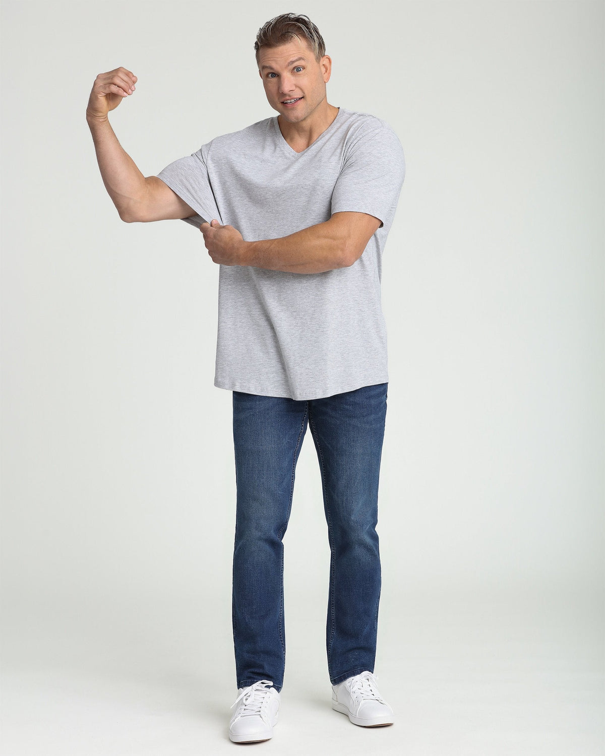 Organic V-Neck T-Shirt (Slim Fit) / Heather Grey