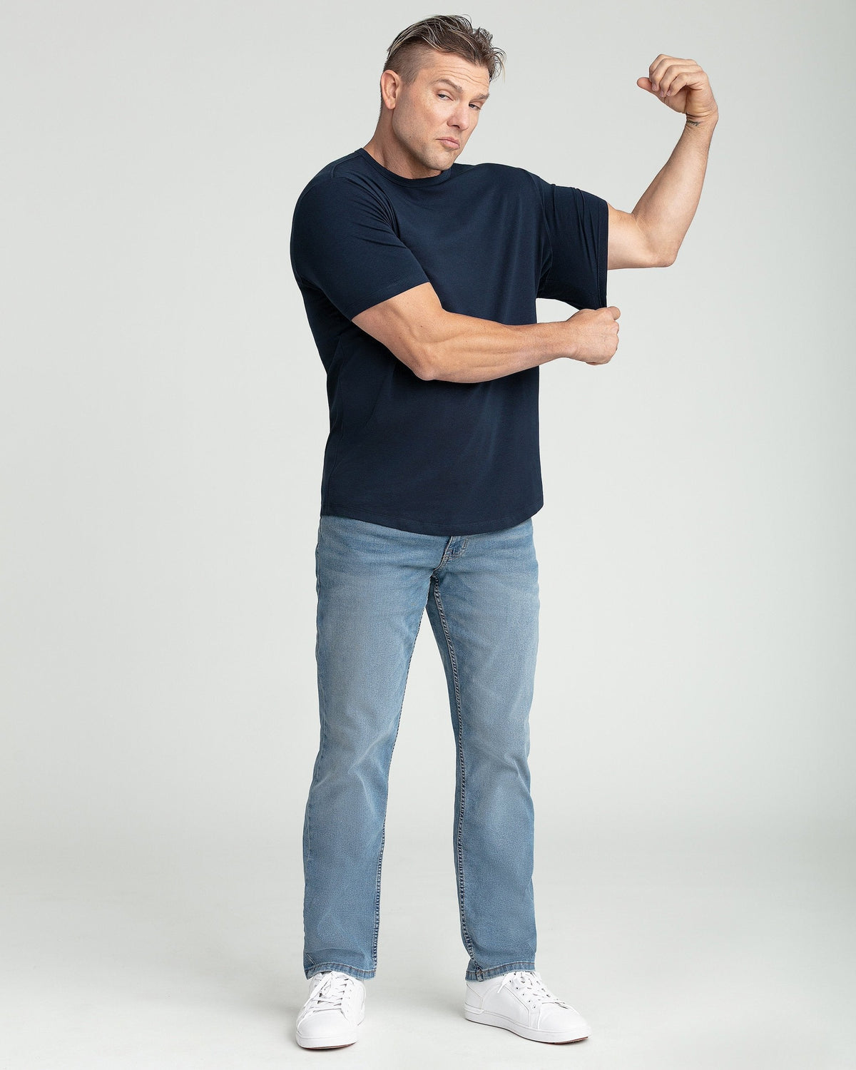 Organic Crew Neck T-Shirt 3 Pack (Slim Fit) / Navy