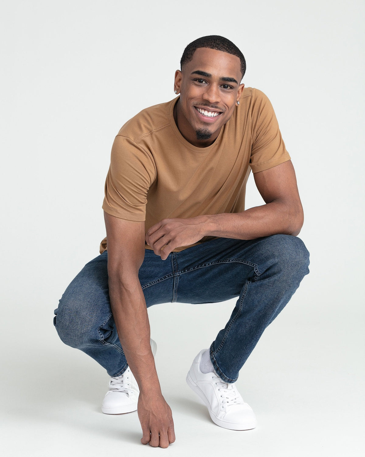 Organic Crew Neck T-Shirt 3 Pack (Slim Fit) / Tobacco
