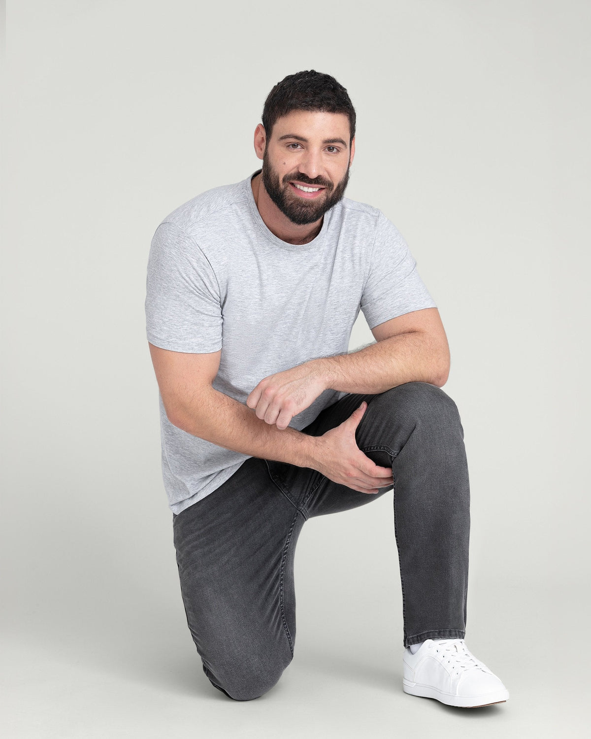 Organic Crew Neck T-Shirt 6 Pack (Slim Fit) / Heather Grey