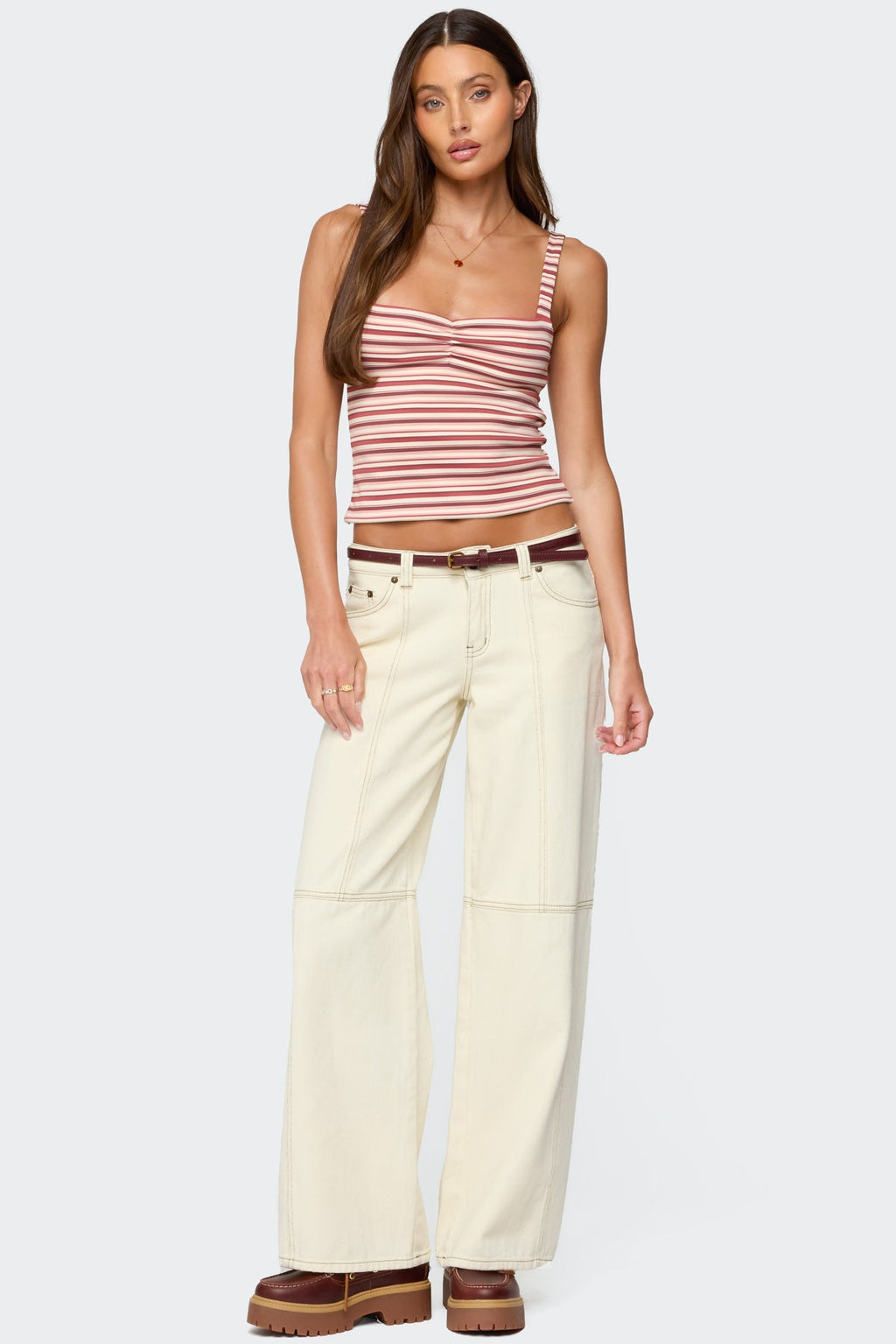 Adelia Striped Ruched Tank Top