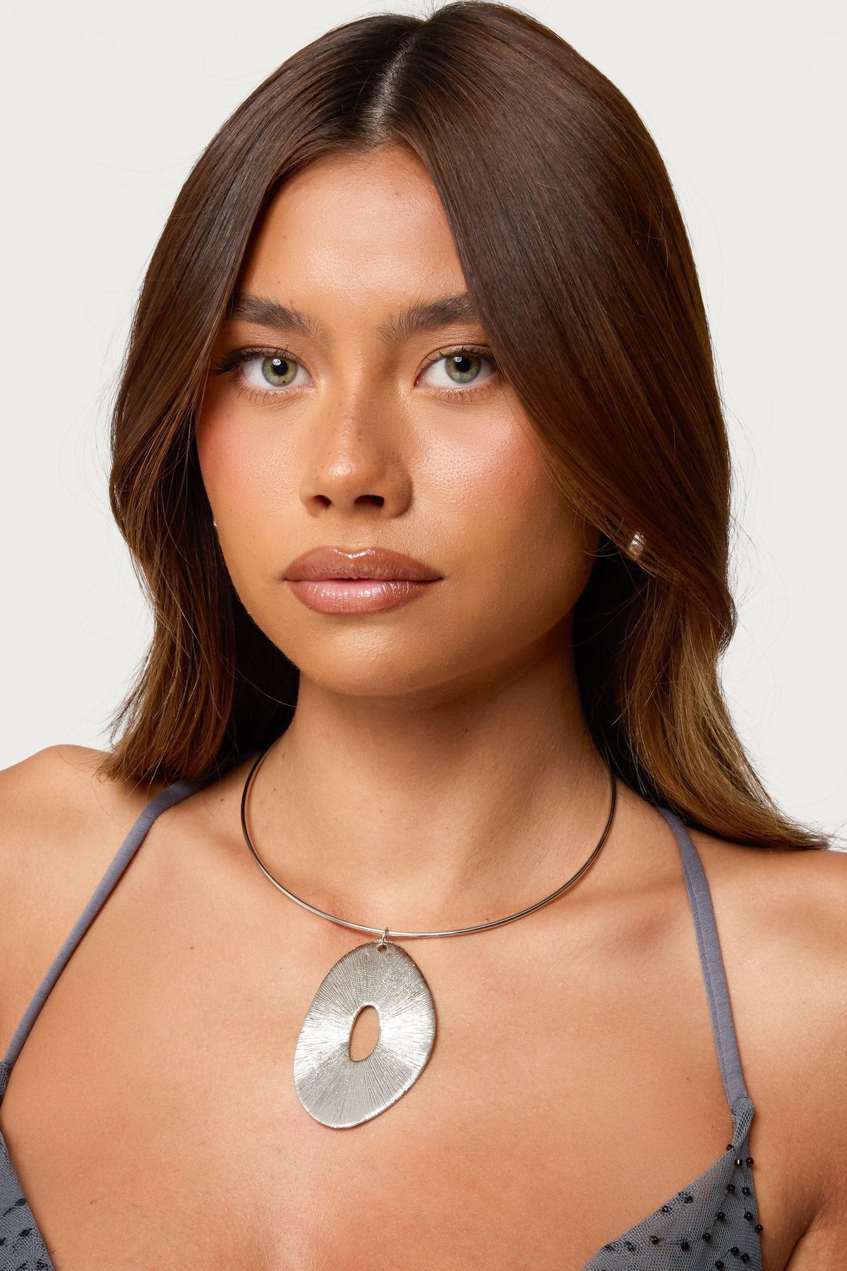Abstract Pendant Cuff Necklace