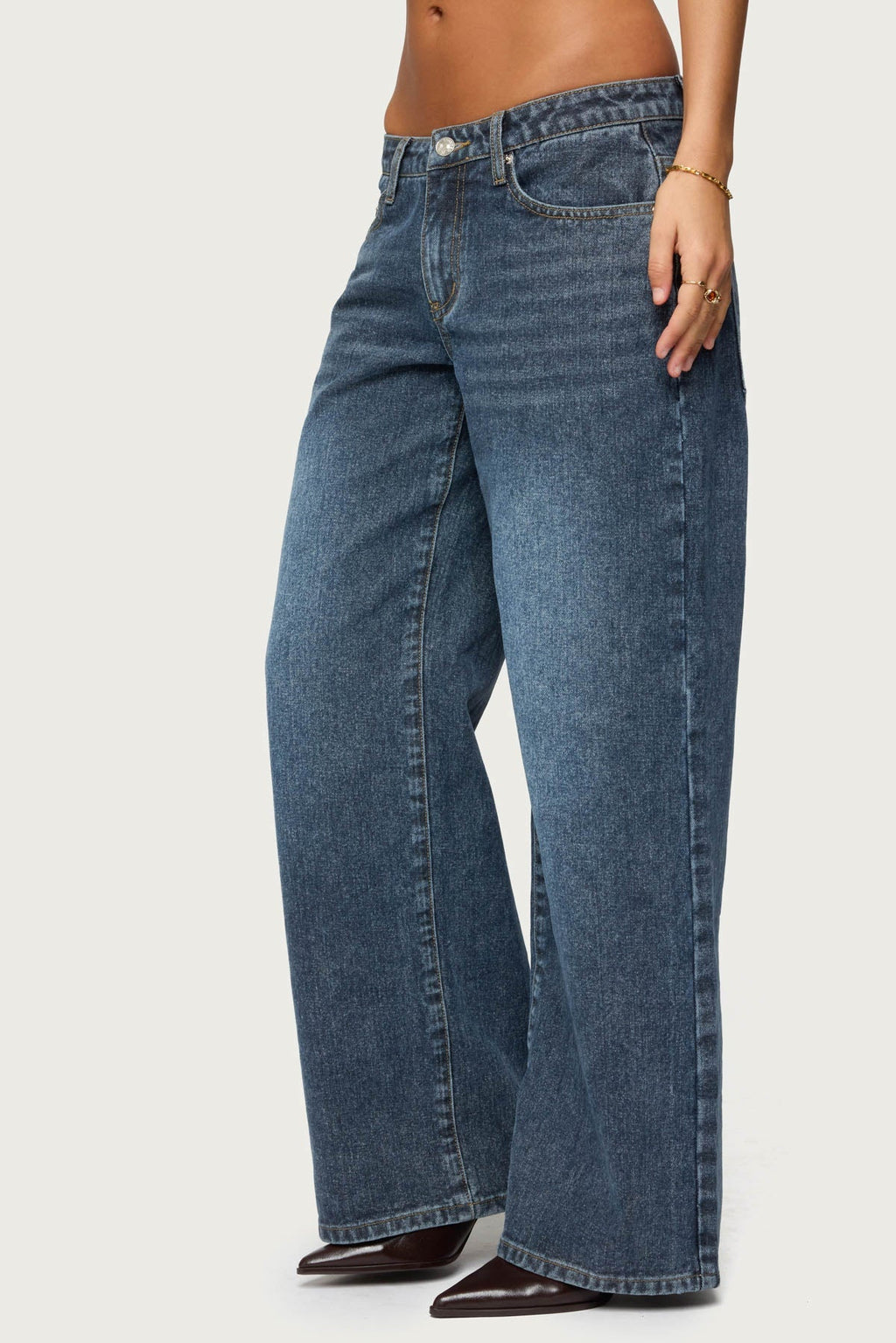 1980 Leopard Patch Low Rise Baggy Jeans