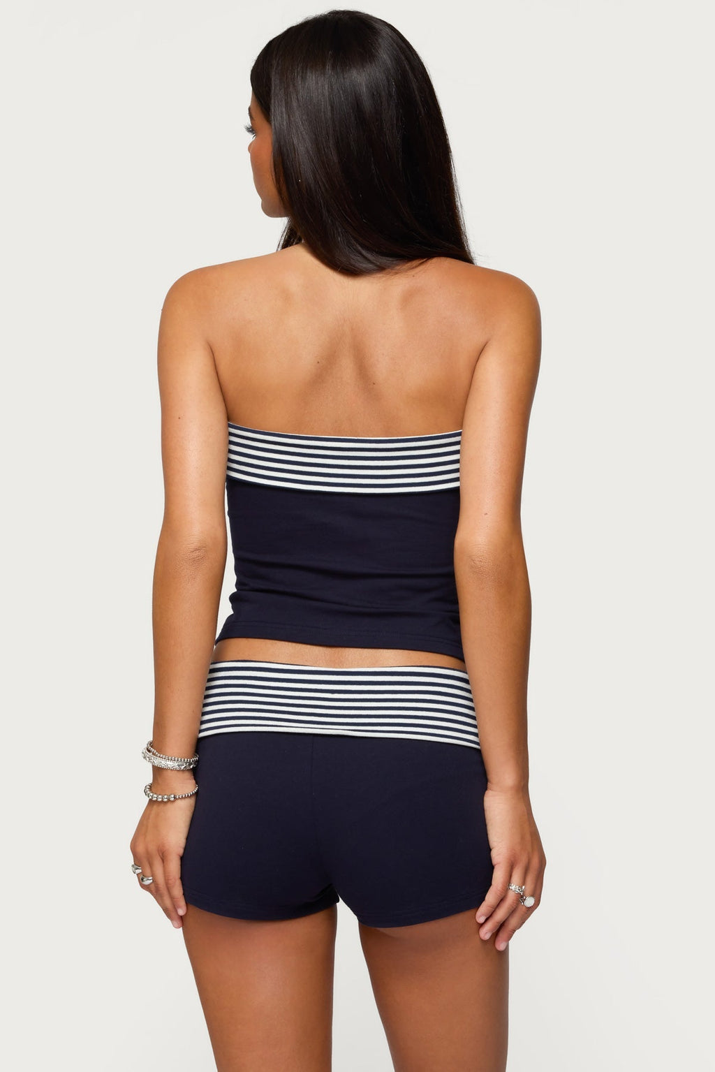 76 Stripey Fold Over Tube Top