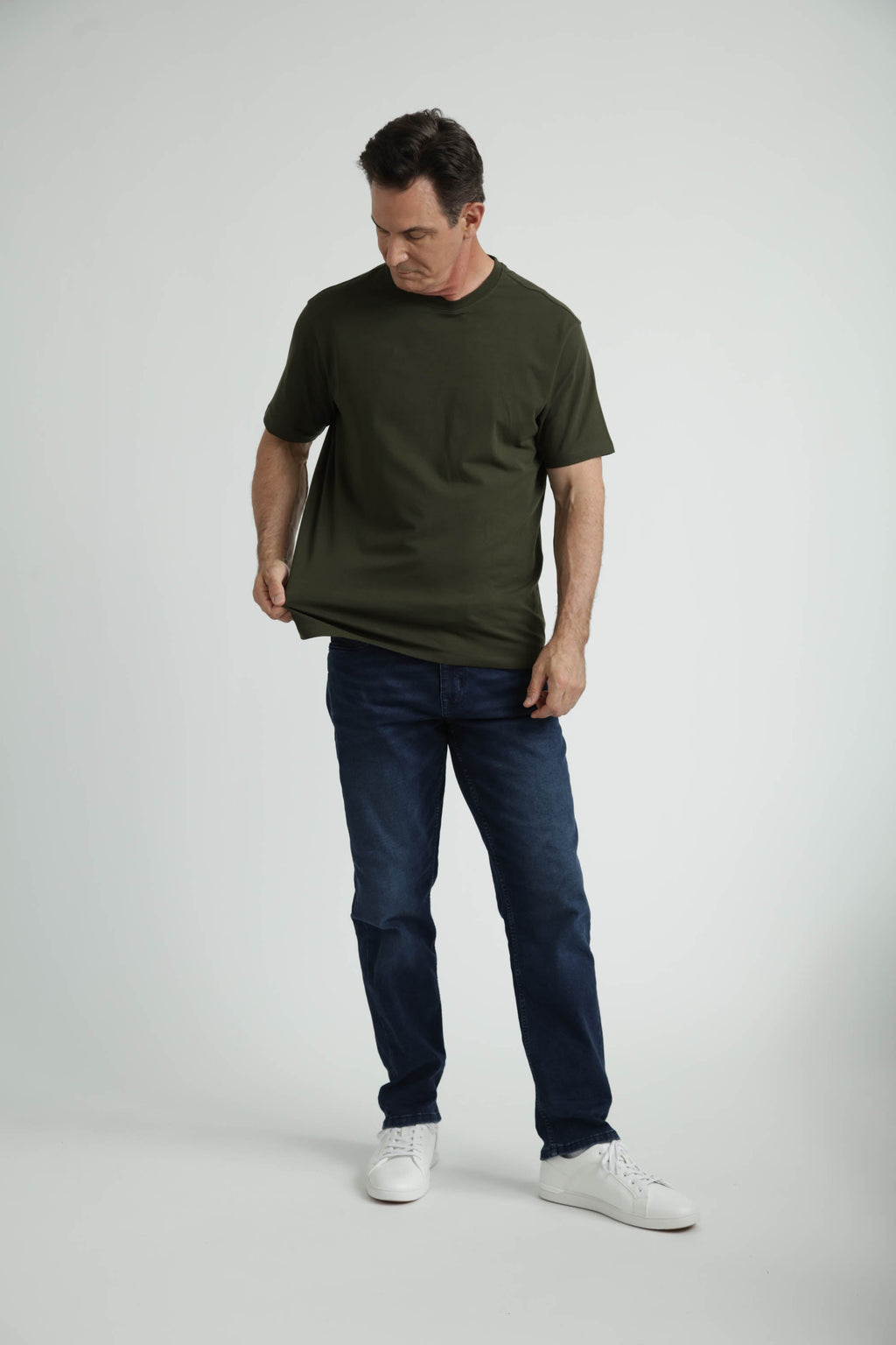 Organic Crew Neck T-Shirt 6 Pack (Relaxed Fit)/ Olive