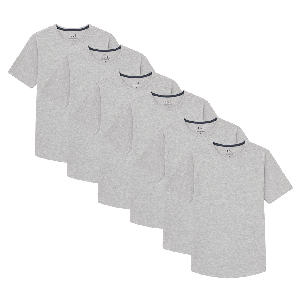 Organic Crew Neck T-Shirt 6 Pack (Slim Fit) / Heather Grey