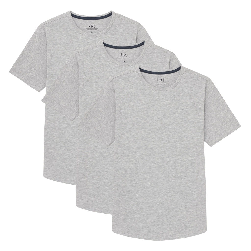 Organic Crew Neck T-Shirt 3 Pack (Slim Fit) / Heather Grey