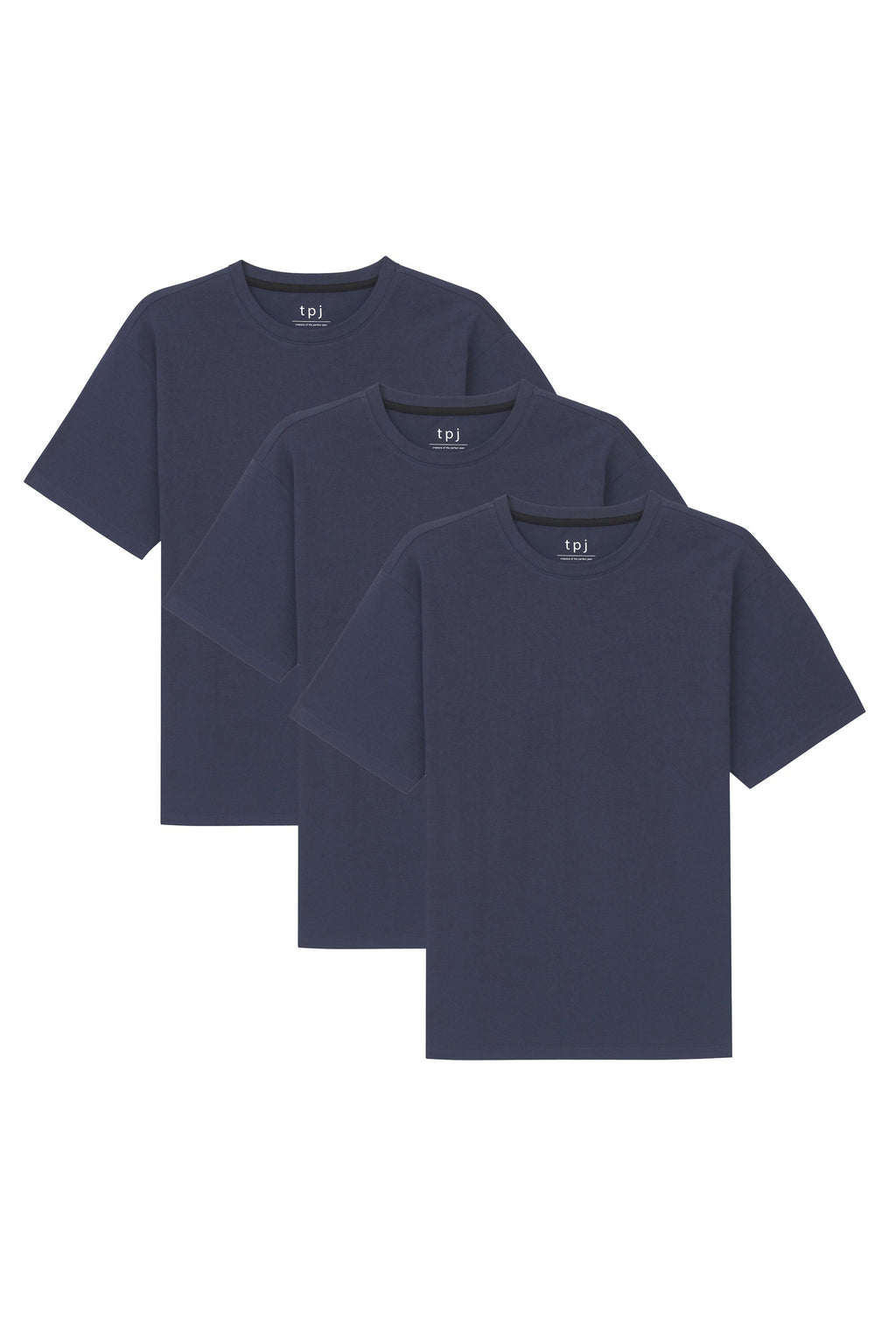 Organic Crew Neck T-Shirt 3 Pack (Relaxed Fit) / Navy