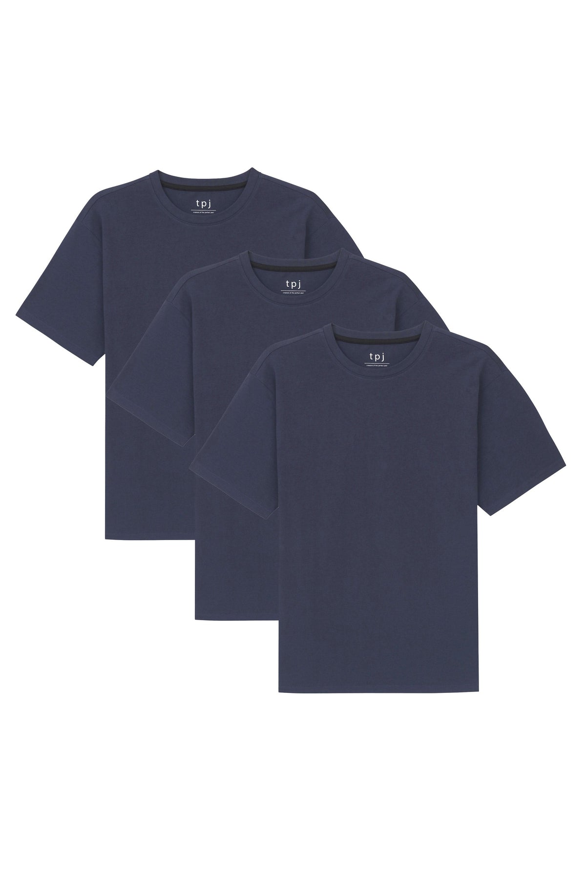 Organic Crew Neck T-Shirt 3 Pack (Relaxed Fit) / Navy