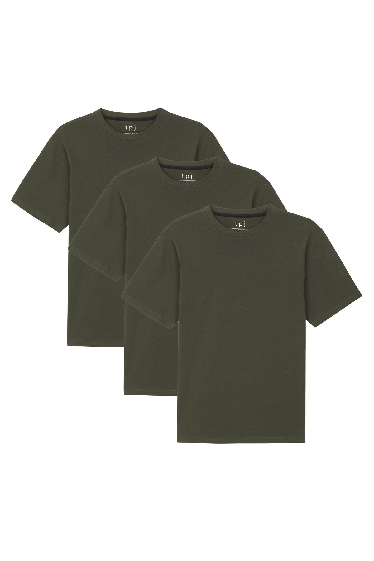 Organic Crew Neck T-Shirt 3 Pack (Relaxed Fit) / Olive