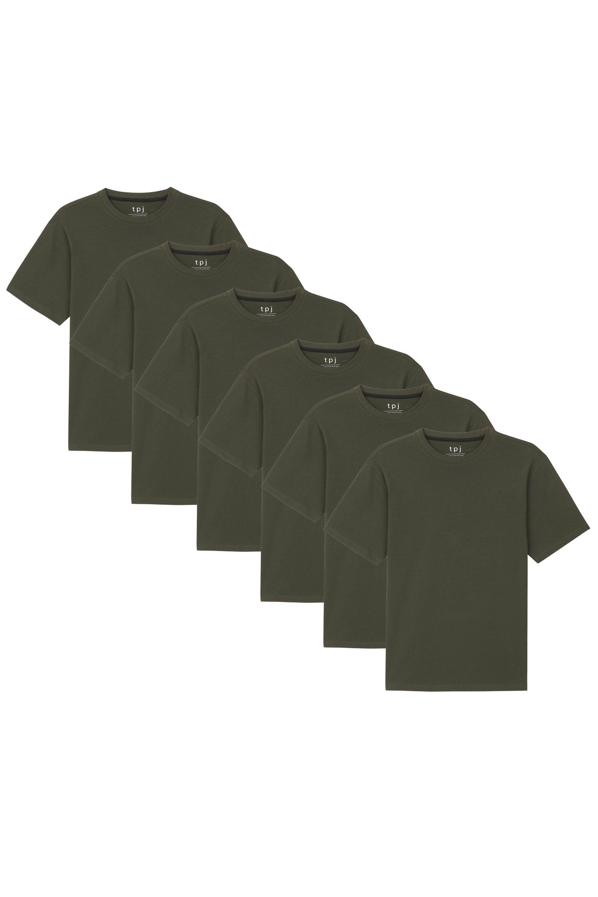 Organic Crew Neck T-Shirt 6 Pack (Relaxed Fit)/ Olive