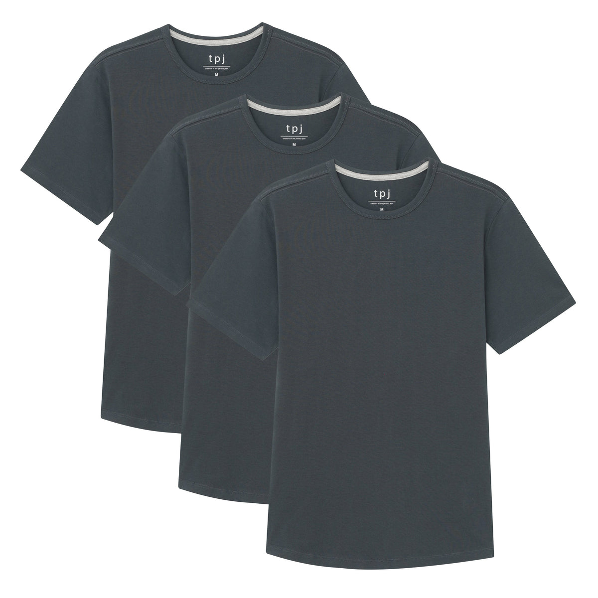 Organic Crew Neck T-Shirt 3 Pack (Slim Fit) / Slate